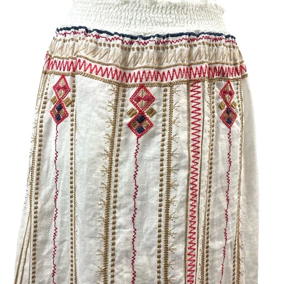 Johnny Was Los Angeles Frederique Embroidered Linen Boho Maxi Skirt XS Festival - Picture 5 of 11